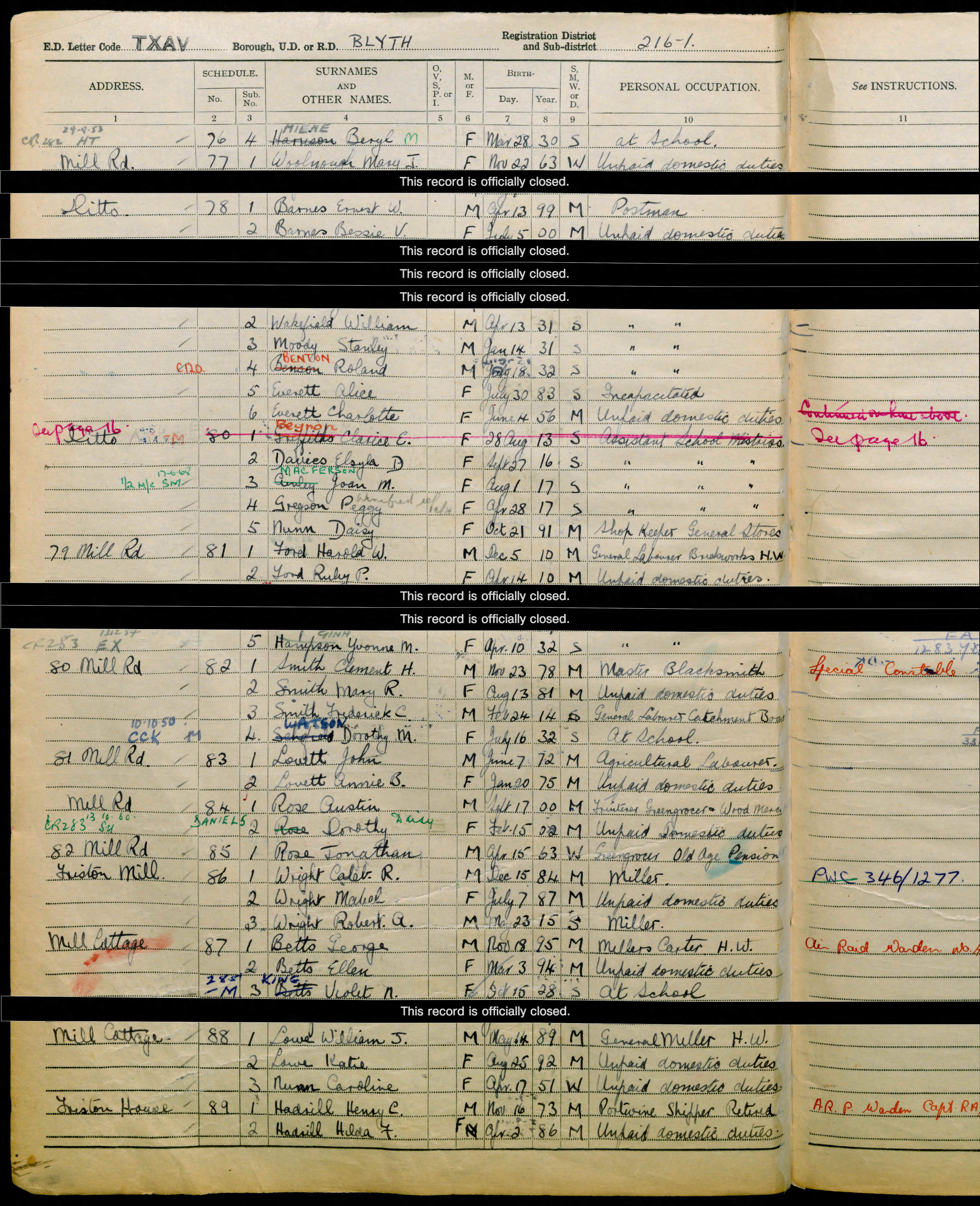 Photos 1939 England and Wales Register Hapton History Group